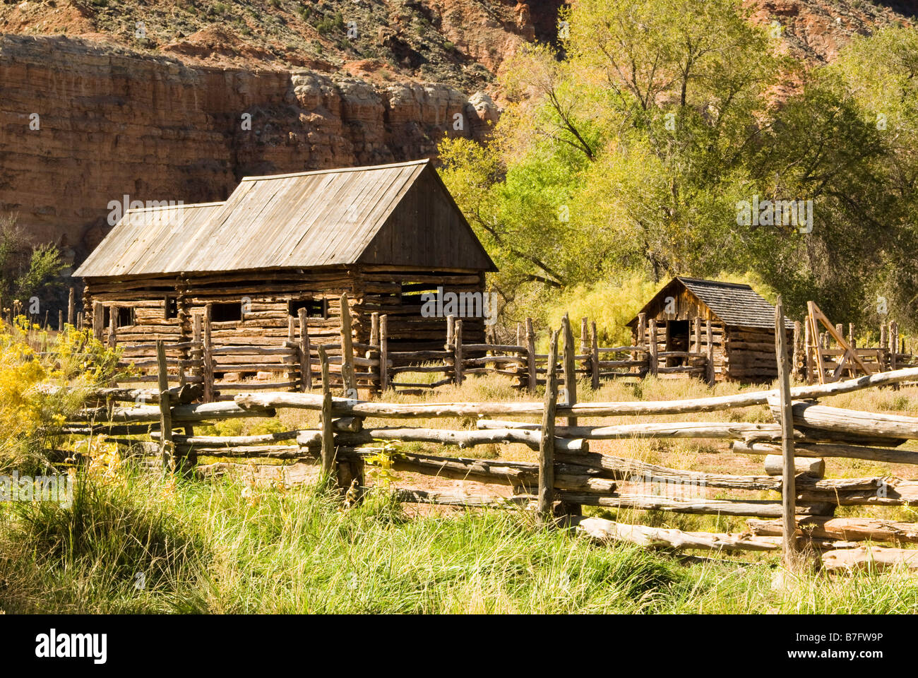 Registro storico di fienili di Grafton Utah Foto Stock