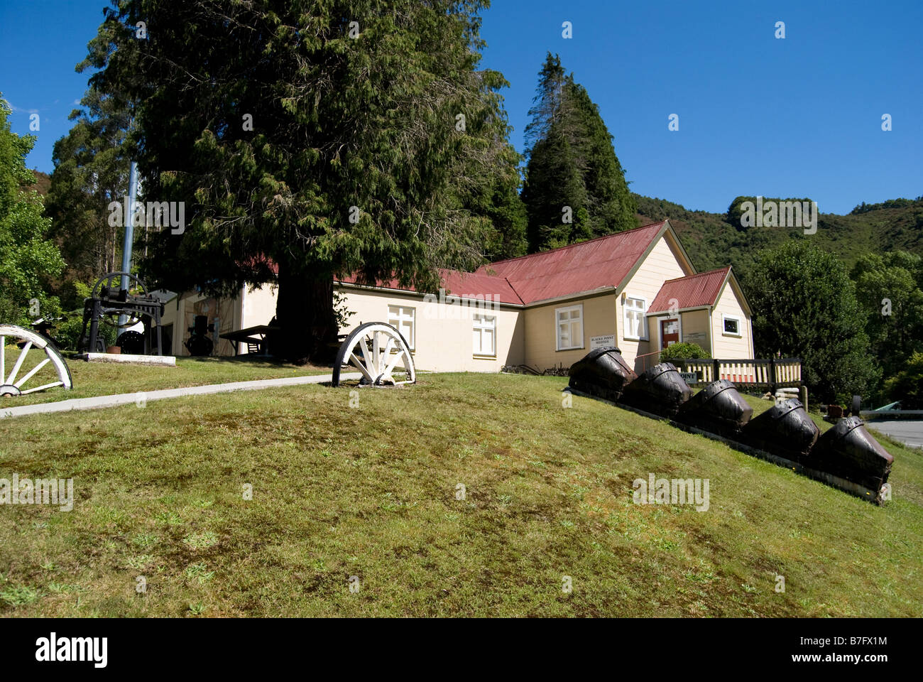 Museo di Black's Point, Blacks Point, Buller District, West Coast Region, South Island, nuova Zelanda Foto Stock