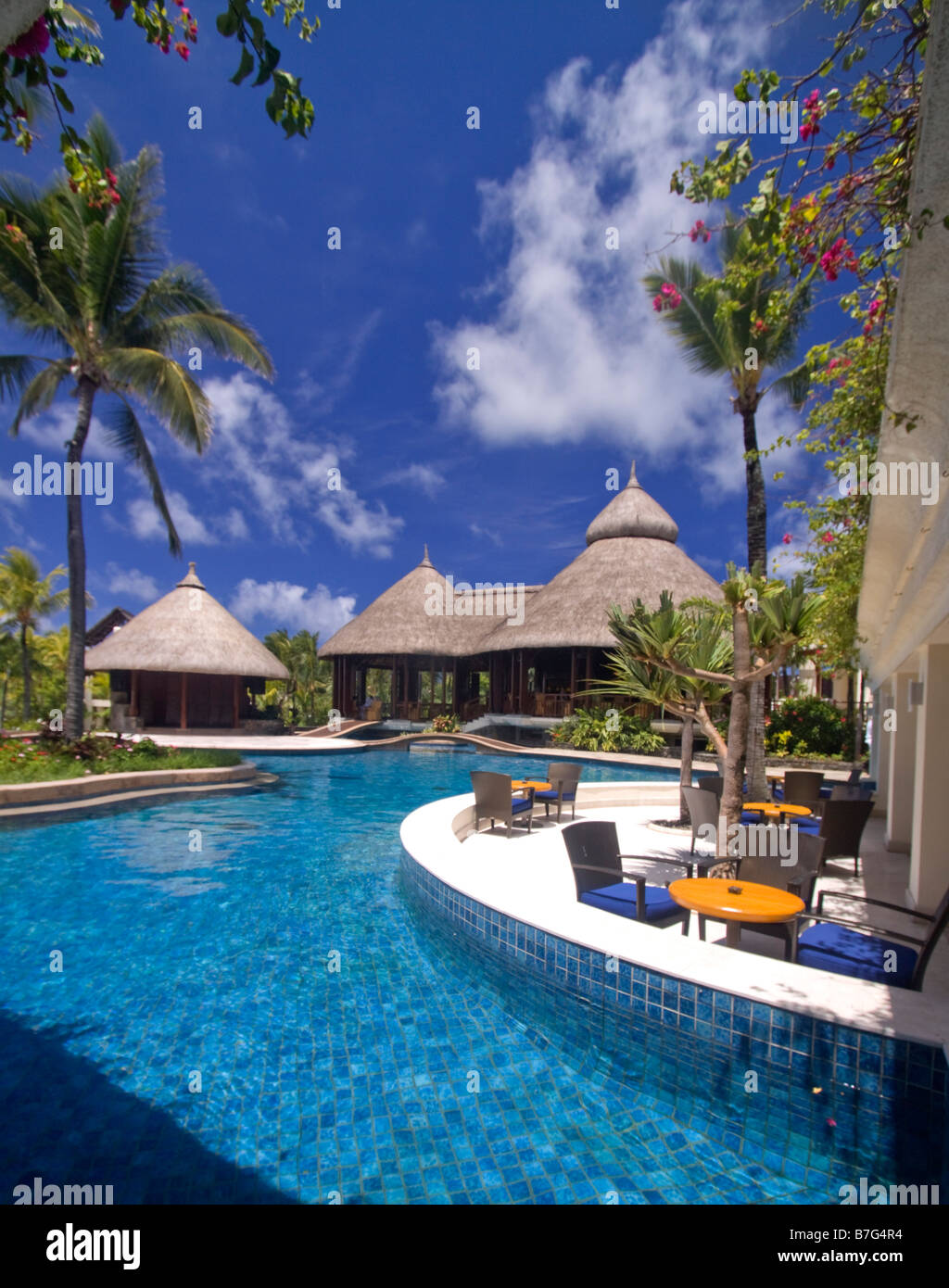 Pool di hotel a cinque stelle Le Touessrok in Trou d Eau Douce Mauritius Africa Foto Stock