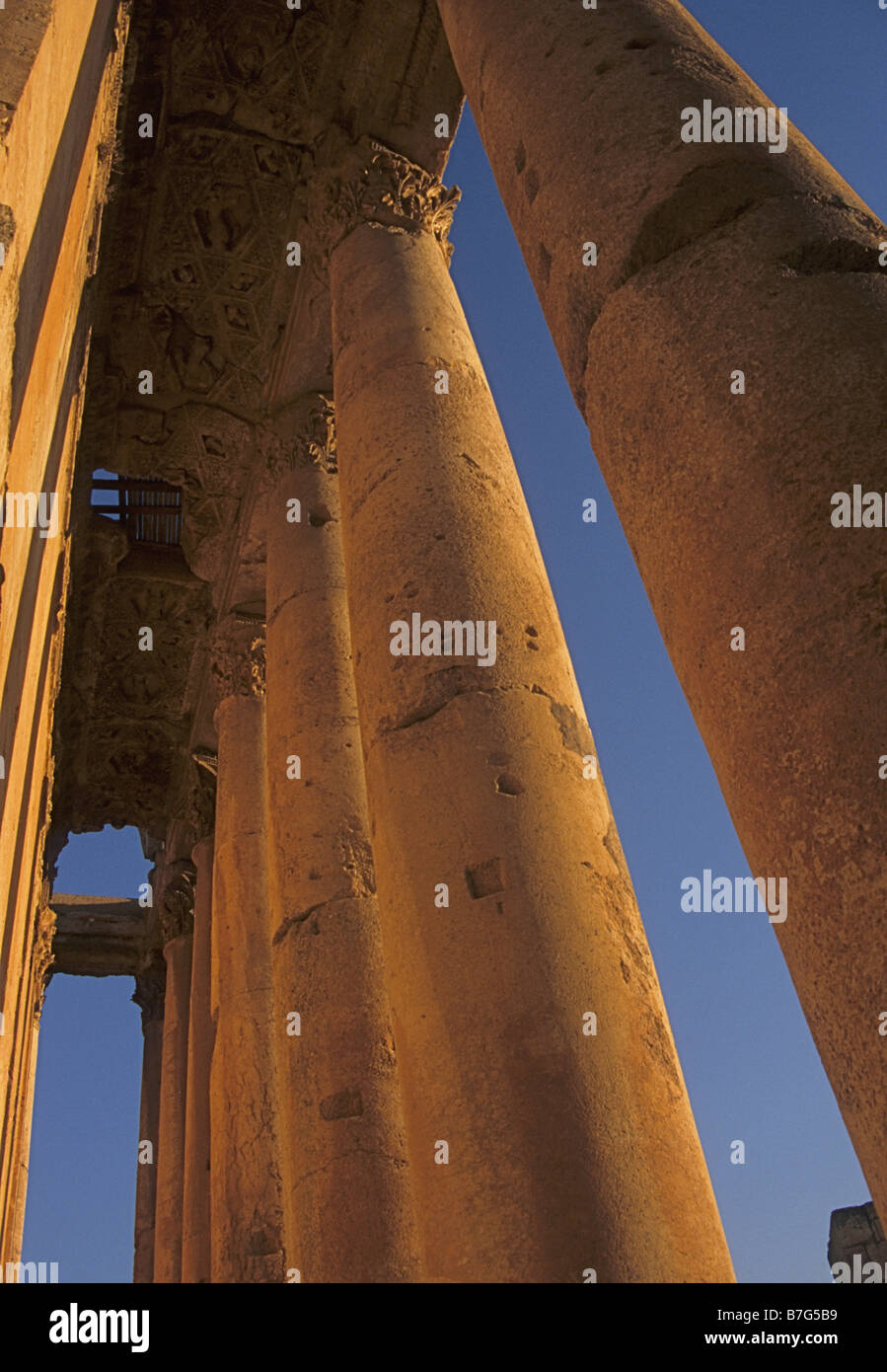 Il Tempio di Bacco a Baalbeck nella valle della Bekaa, Libano. Foto Stock