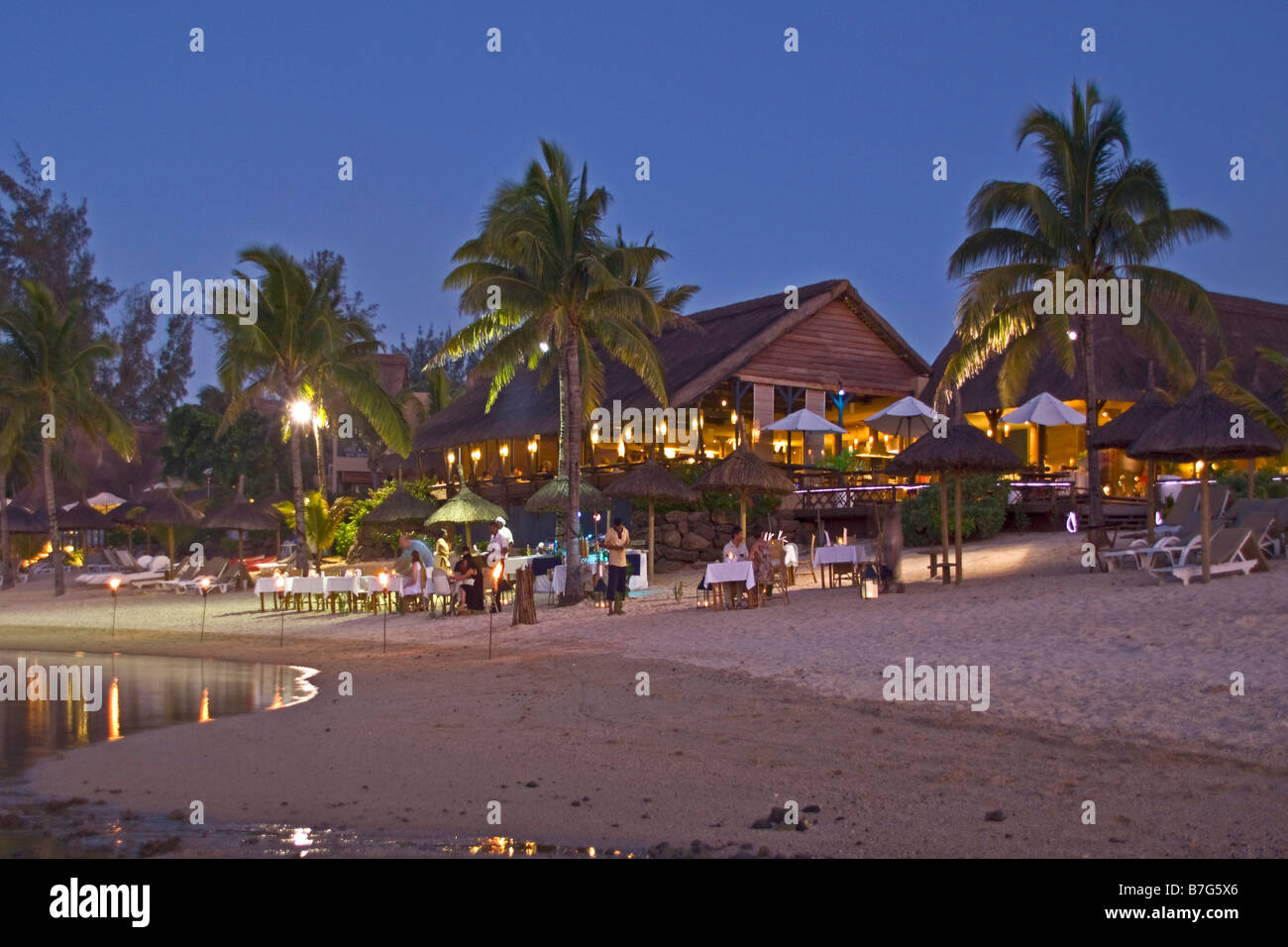 Barbecue in spiaggia di veranda Hotel Resort e Spa presso il Trou aux Biches Mauritius Africa Foto Stock