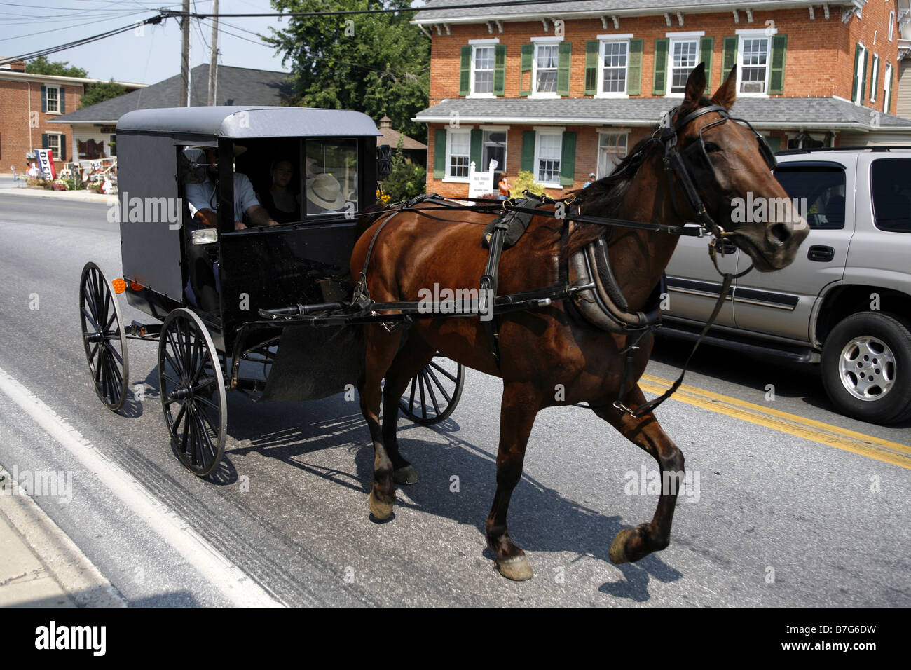 Amish Buggy, Lancaster County, Pennsylvania, STATI UNITI D'AMERICA Foto Stock