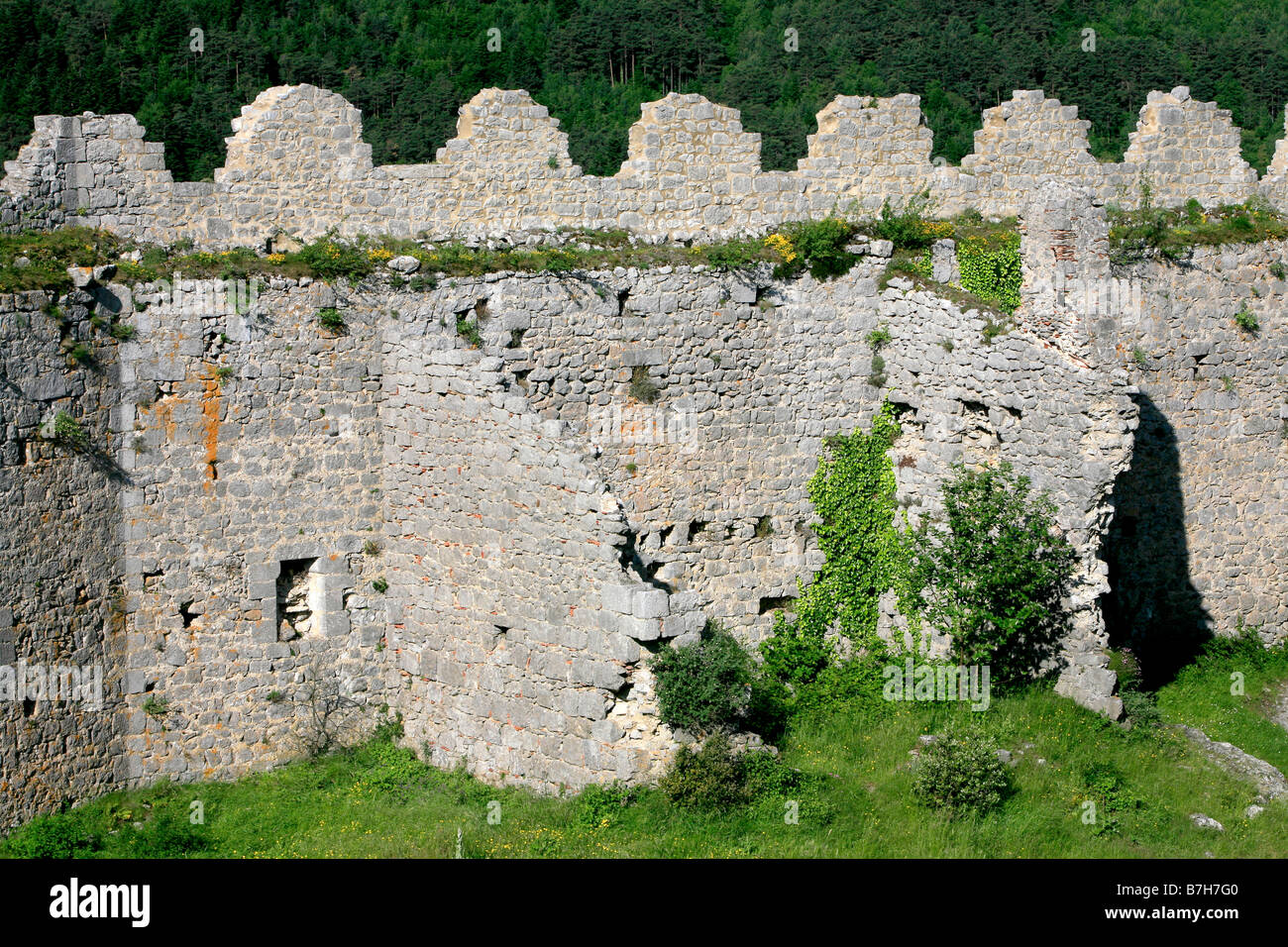 Il Castello di Puilaurens in Puilaurens, Francia Foto Stock