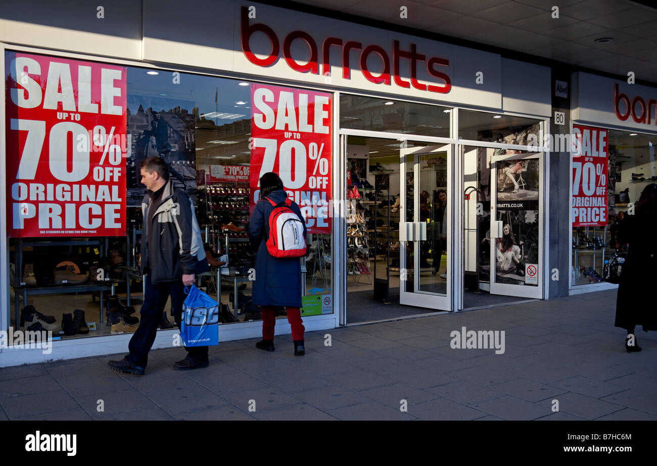 Barratts negozio di scarpe, Edimburgo, Scozia, Regno Unito Europa Foto Stock
