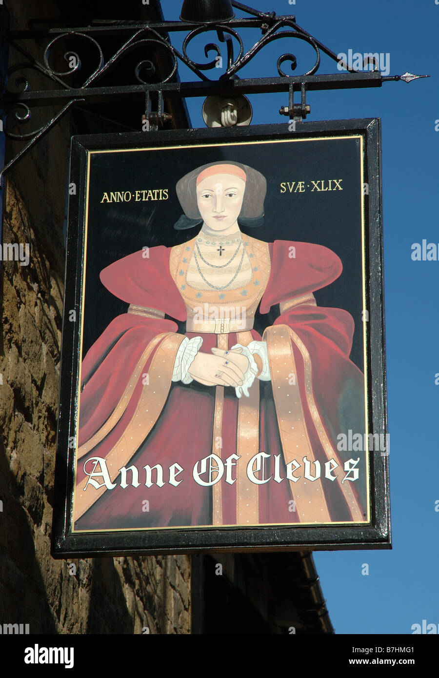 Anne of Cleves pub segno, melton mowbray, leicestershire, England, Regno Unito Foto Stock