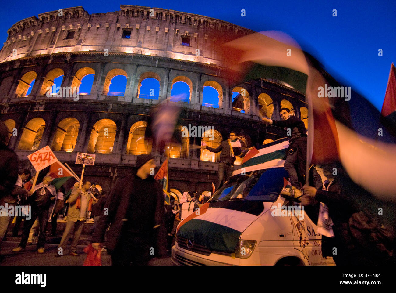 Manifestazione contro Israele il massacro del popolo palestinese nella Striscia di Gaza, Roma, Italia, 17-01-2009 Foto Stock