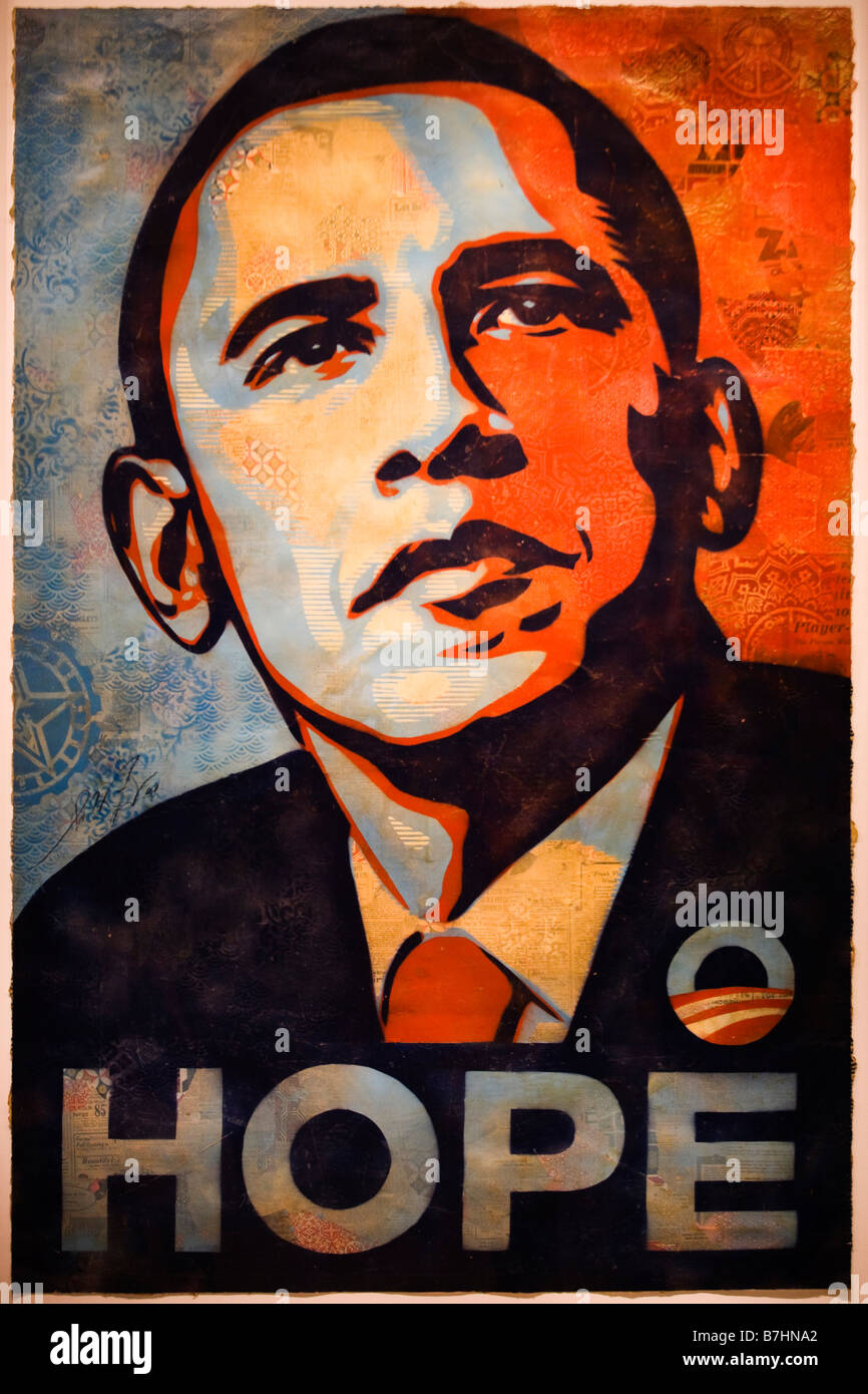 Barack Obama "speranza" ritratto dipinto di Shepard Fairey - National Portrait Gallery, Washington DC, Stati Uniti d'America Foto Stock