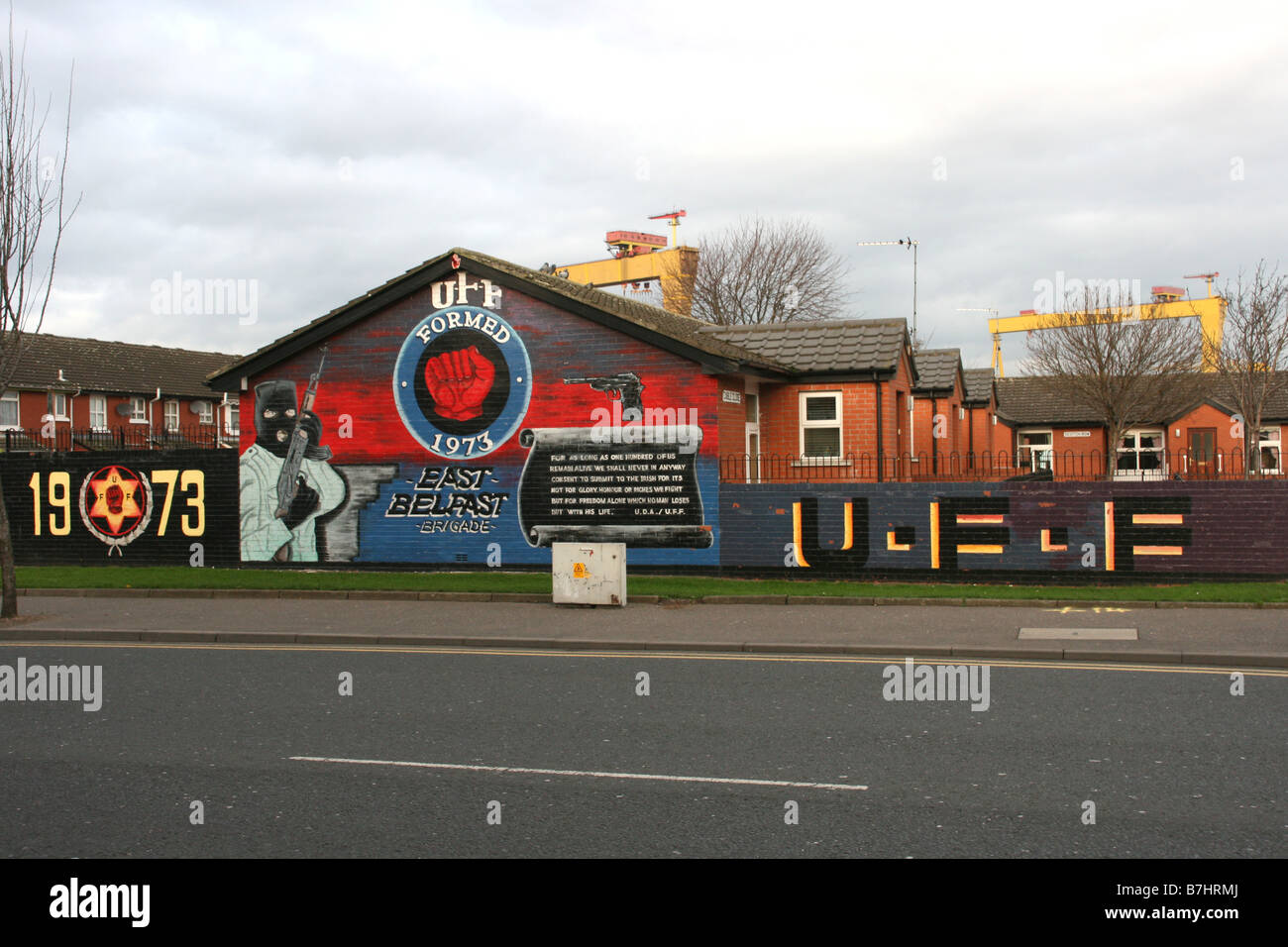 La verniciatura del UFF, Ulster Freedom Fighters, Regno Unito, Irlanda del Nord, Belfast Foto Stock