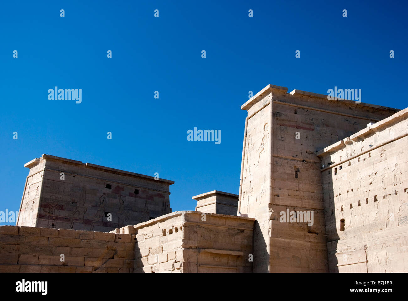 Prima e Seconda piloni al Tempio di Philae Egitto Foto Stock