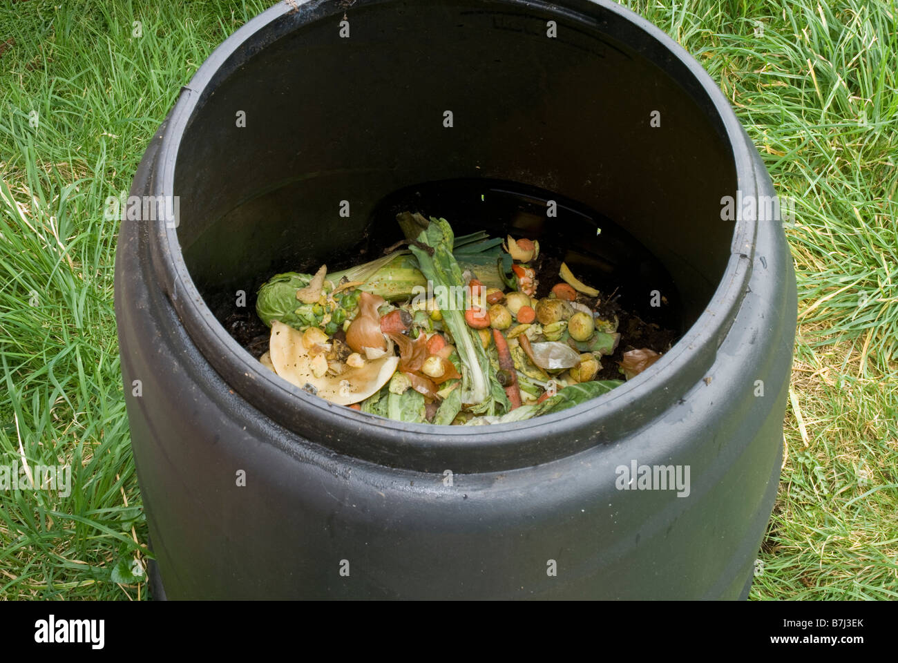 Riducendo in concime organico scomparto contenente compostabile dei rifiuti domestici. Foto Stock