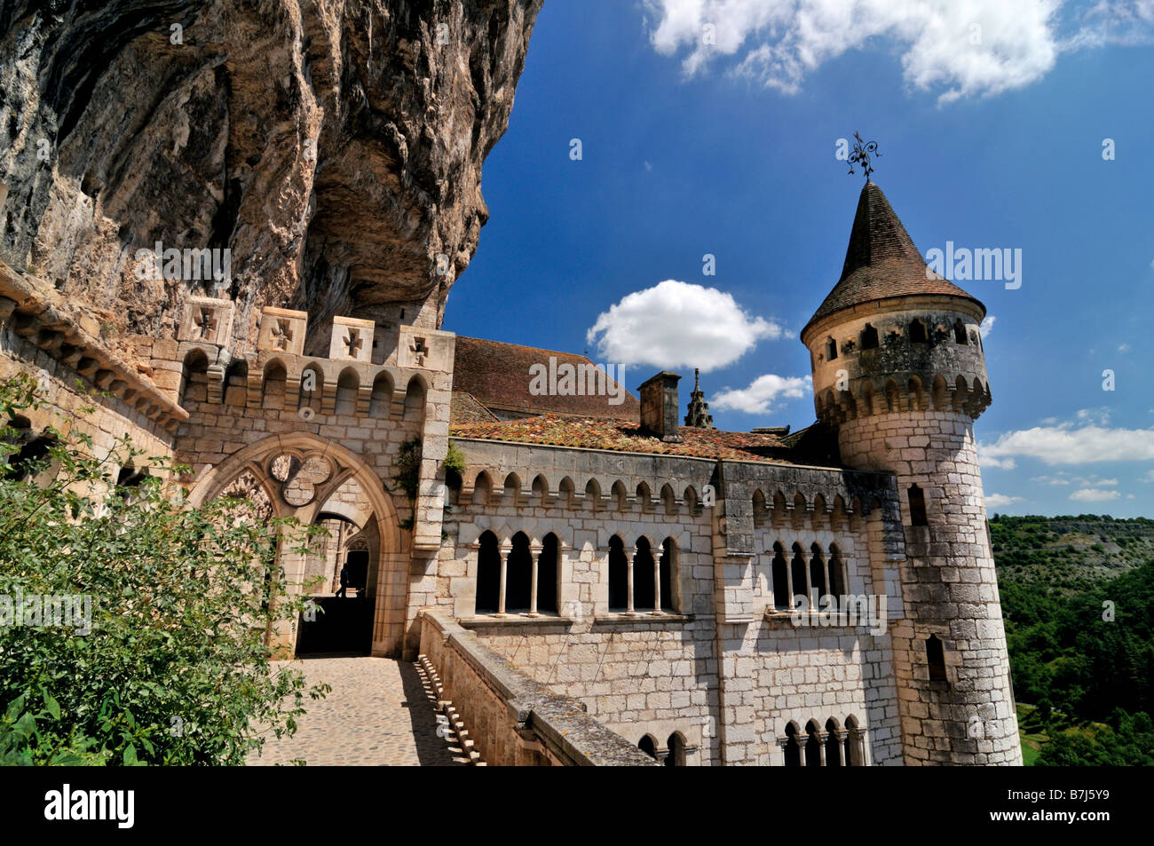 Vista verso il Santuario di Rocamadour in Francia Foto Stock