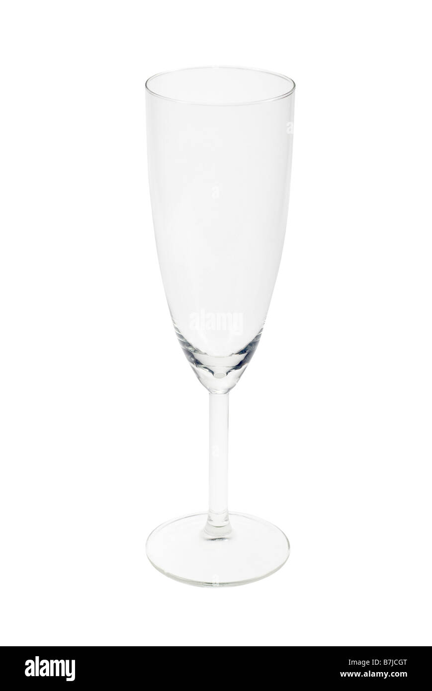Svuotare flute da champagne isolato su uno sfondo bianco Foto Stock