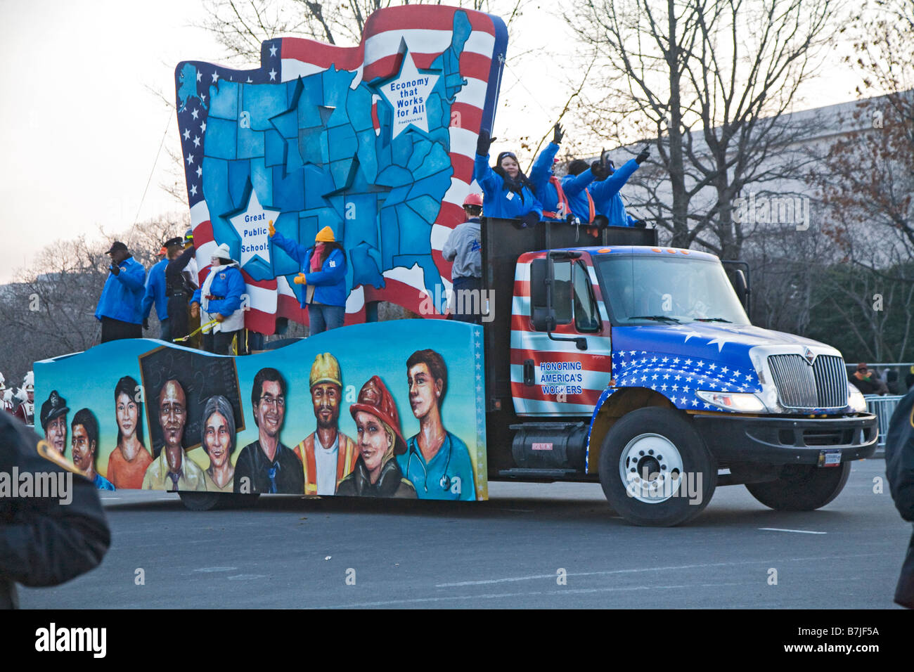 La flottazione del lavoro in Obama Parata inaugurale Foto Stock