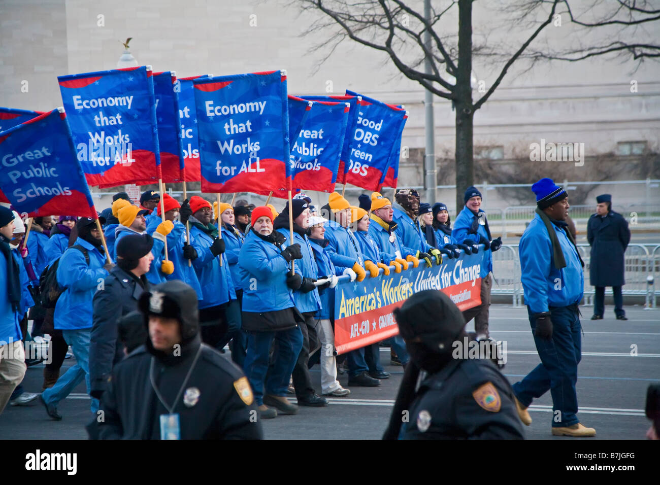 I membri dell'Unione Marzo in Obama Parata inaugurale Foto Stock