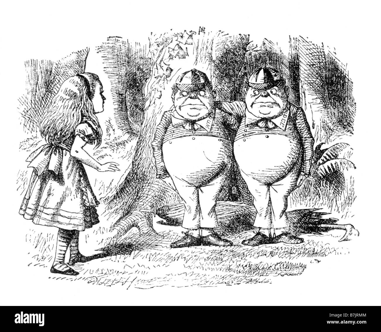 E tweedledum tweedledee Alice attraverso il Looking Glass Illustrazione da Sir John Tenniel 1820 al 1914 Foto Stock