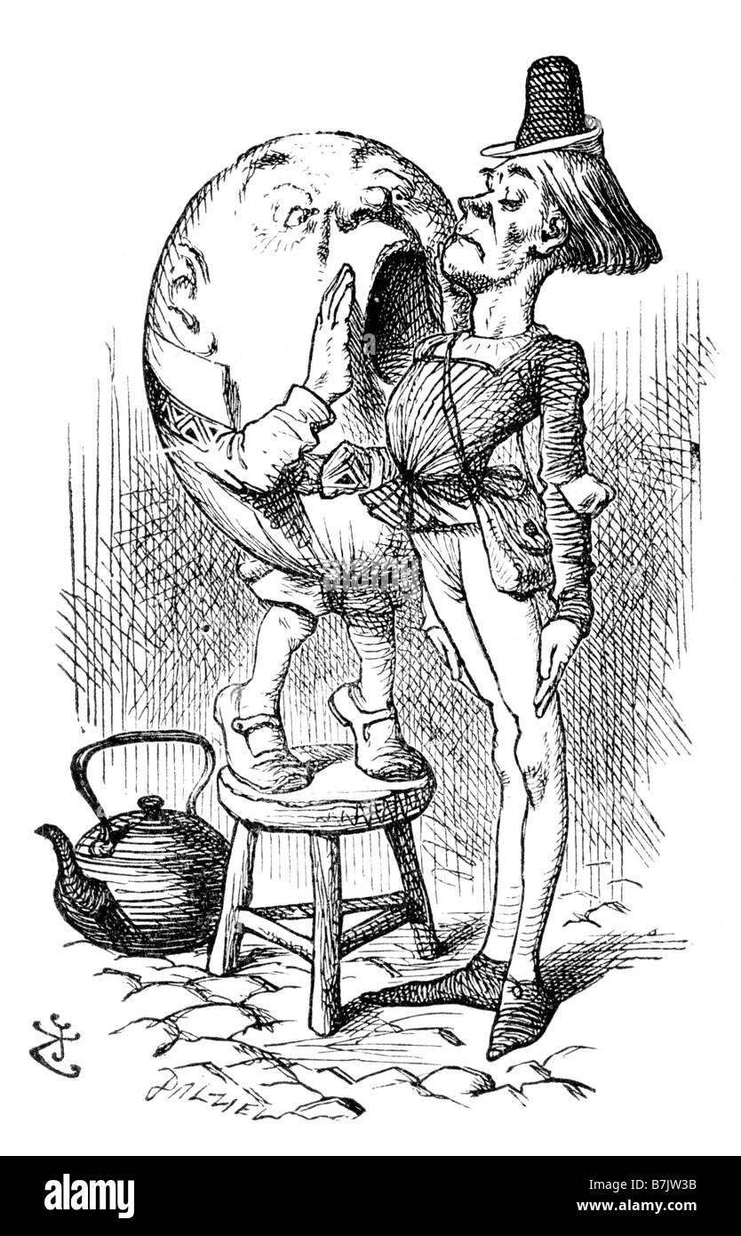 Humpty Dumpty e il messaggero Alice attraverso il Looking Glass Illustrazione da Sir John Tenniel 1820 al 1914 Foto Stock