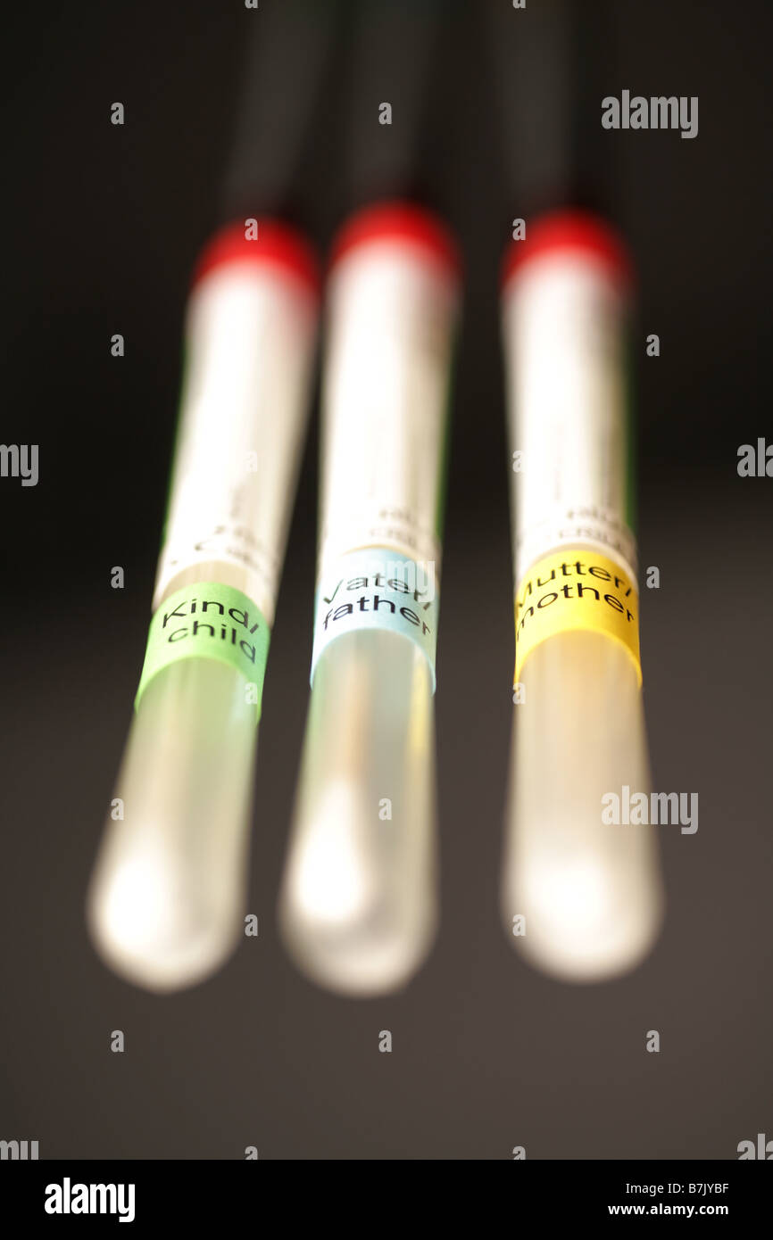 Provette per un test di paternità Foto Stock
