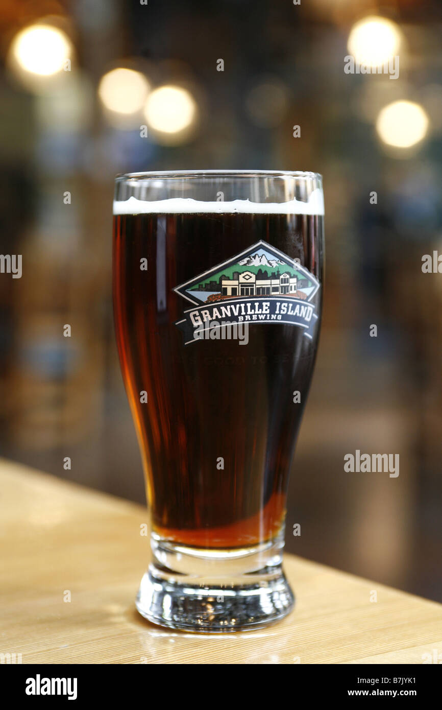 La birra locale, la Granville Island Brewing Company, Vancouver, British Columbia, Canada Foto Stock