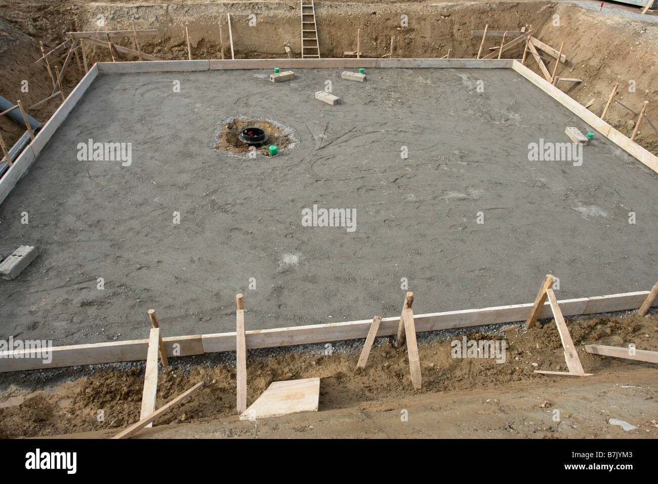 Un fondamento in corrispondenza di un sito di costruzione Foto Stock