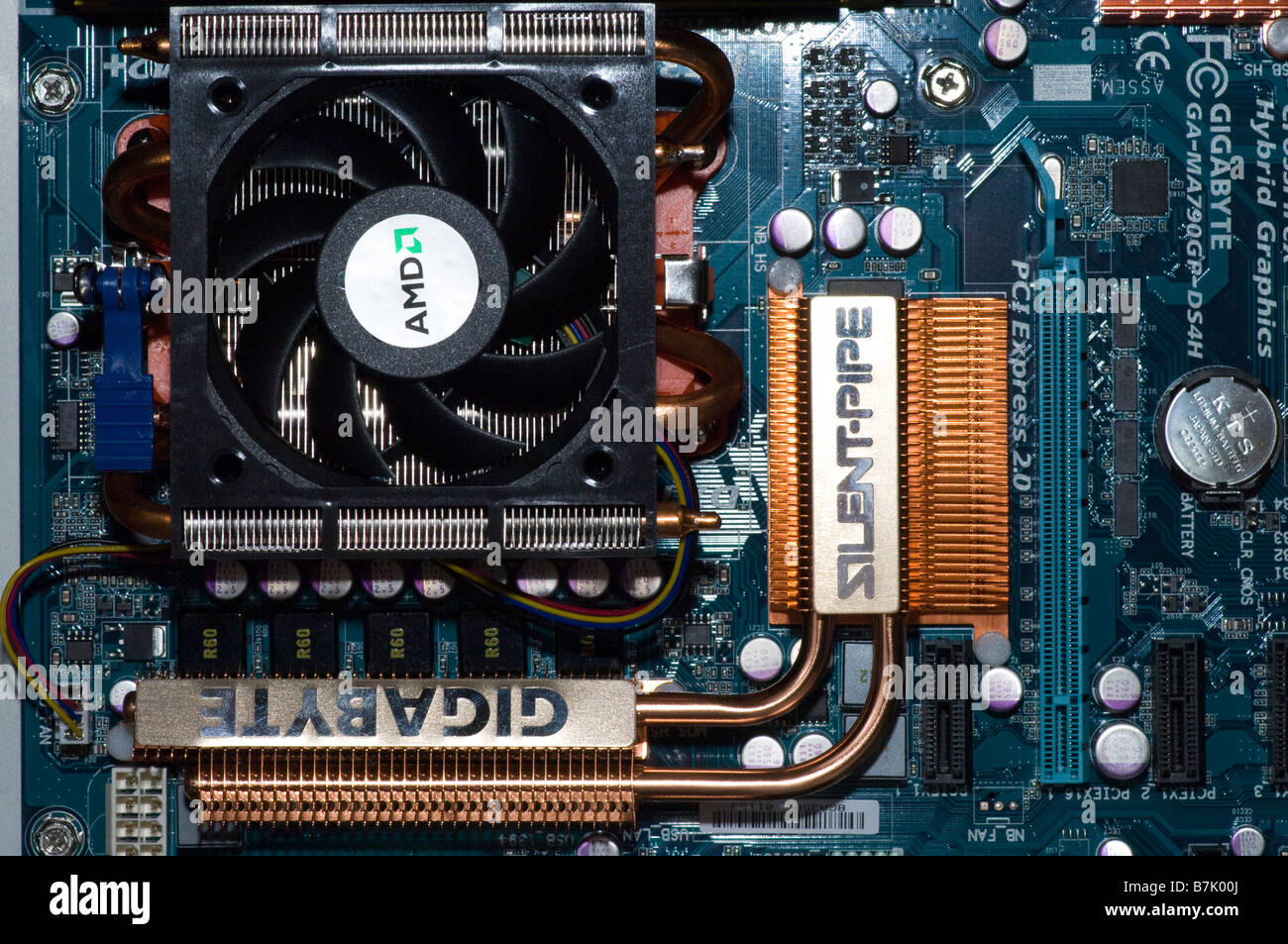 Calcolatore frammento della scheda madre con processore AMD Foto Stock