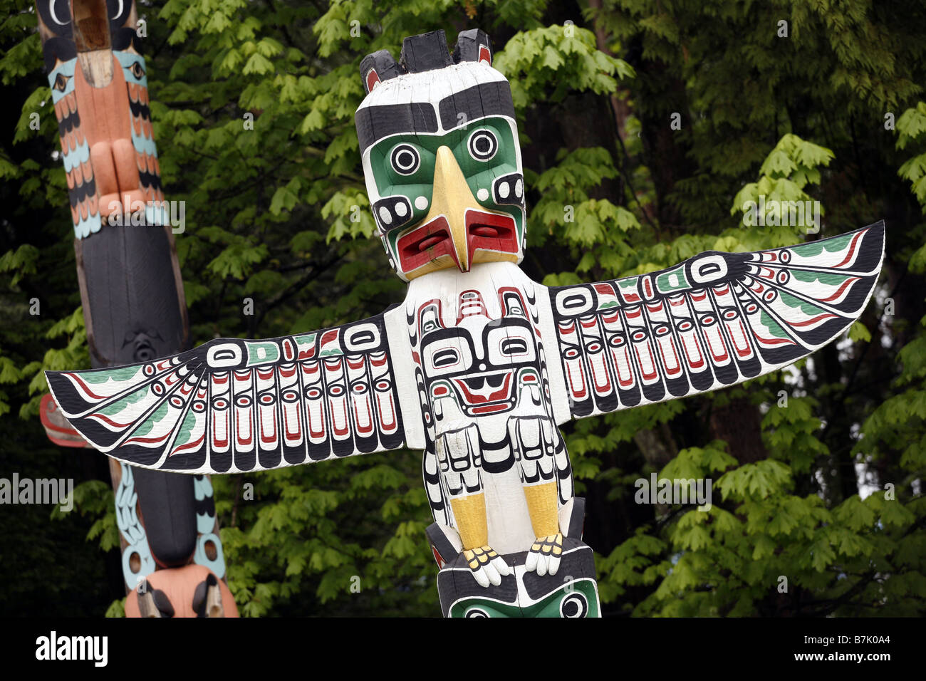 Totem, Stanley Park, Vancouver, British Columbia, Canada Foto Stock