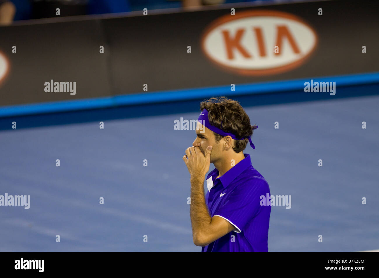 Giocatore di tennis Roger Federer, Svizzera presso l'Australian Open su gennaio 19, 2009 a Melbourne in Australia. Foto Stock