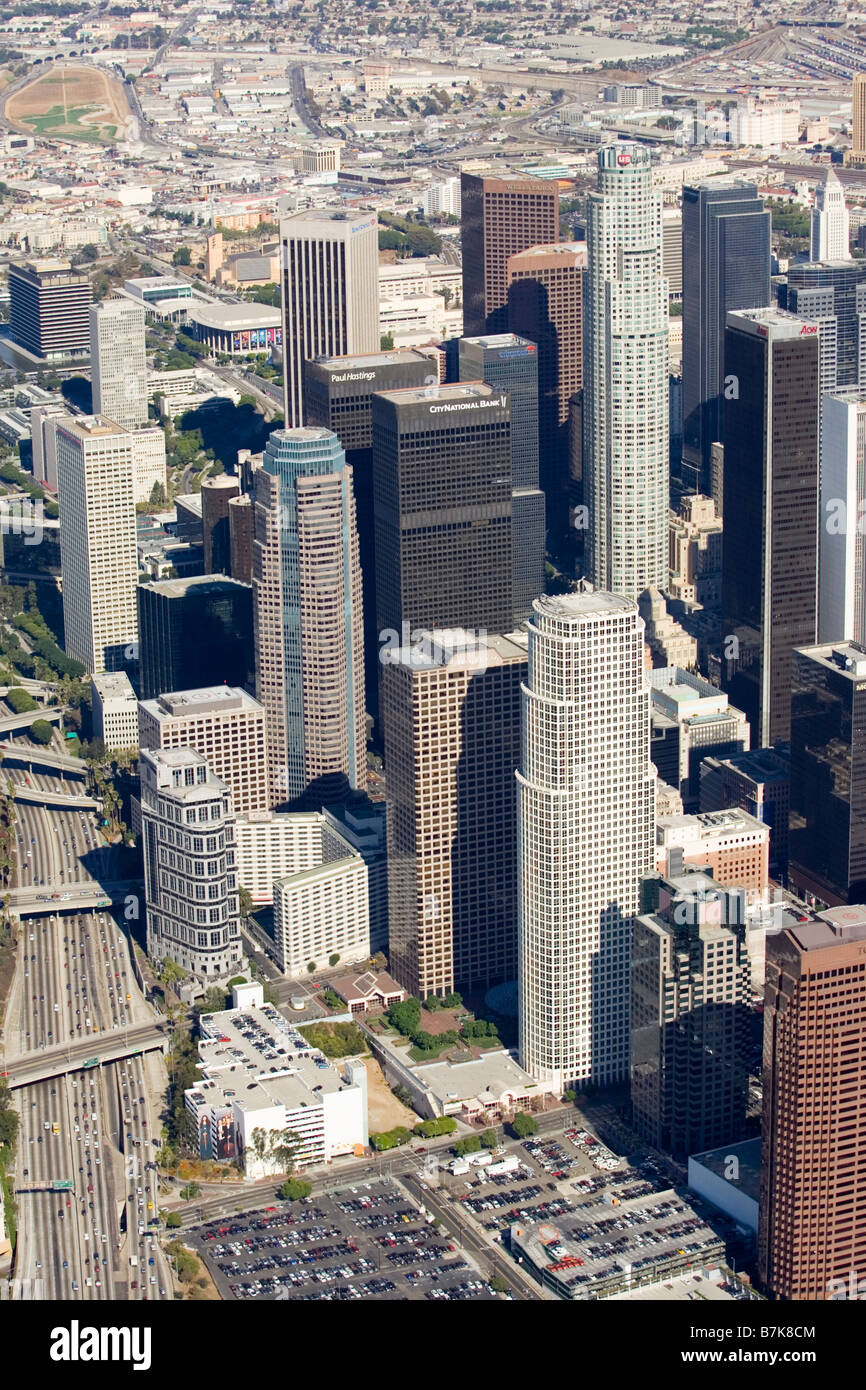 Il centro cittadino di Los Angeles vista aerea Foto Stock