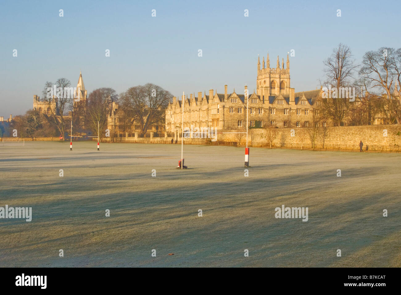 Merton College oltre il campo di Merton in inverno, Oxford Foto Stock