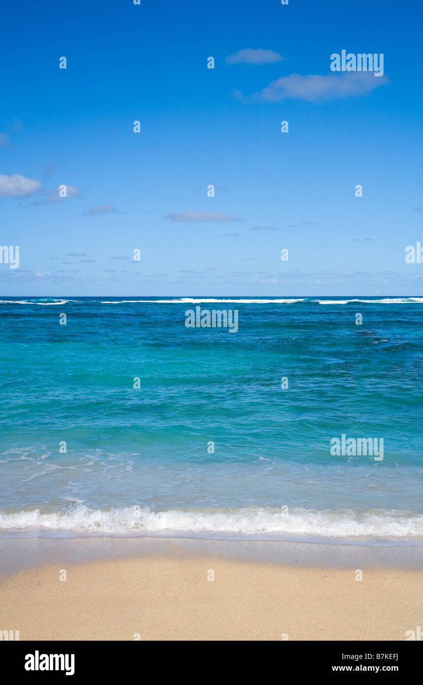 Sabbia pura sky mare e barriere coralline dei Caraibi Foto Stock