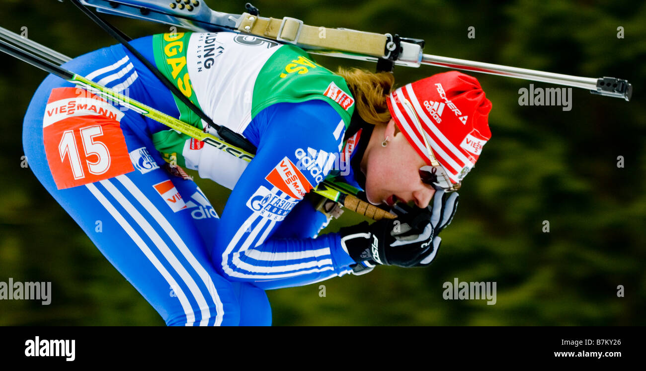 Albina Akhatova Russland Biathlon Weltcup Verfolgung Frauen M nner Ruhpolding 18 1 2009 Foto Stock