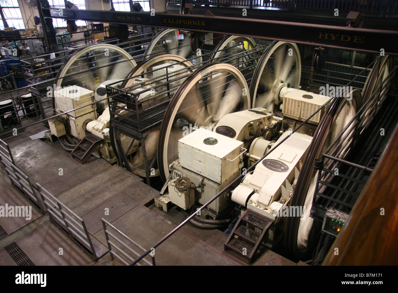 Cavo e ingranaggi in corrispondenza del cavo Car Museum. Foto Stock