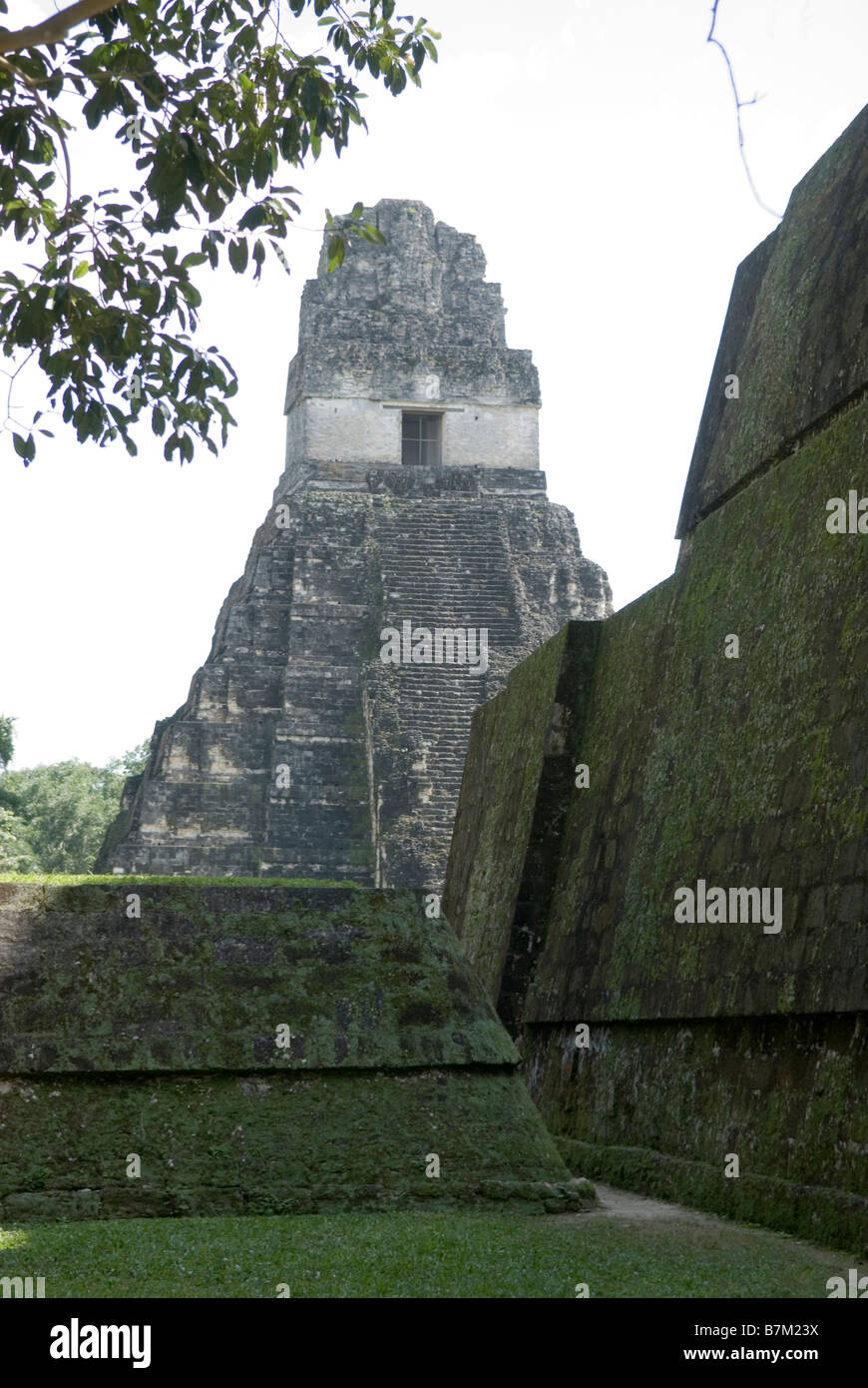 Vista del tempio mi da l'Acropoli del Norte. Tikal, Guatemala. Foto Stock