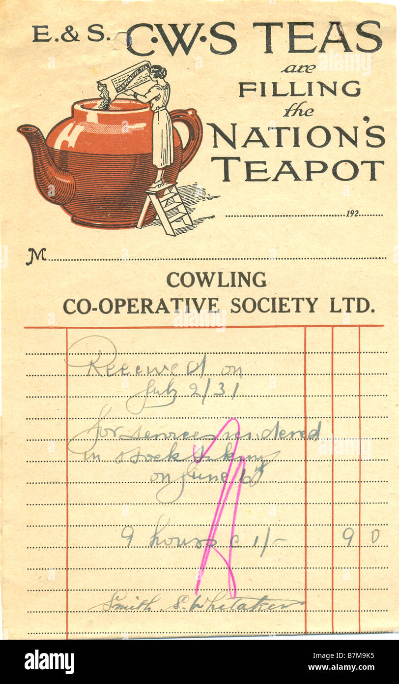 Billhead pittorico per la cofanatura società co-operativa Ltd Foto Stock
