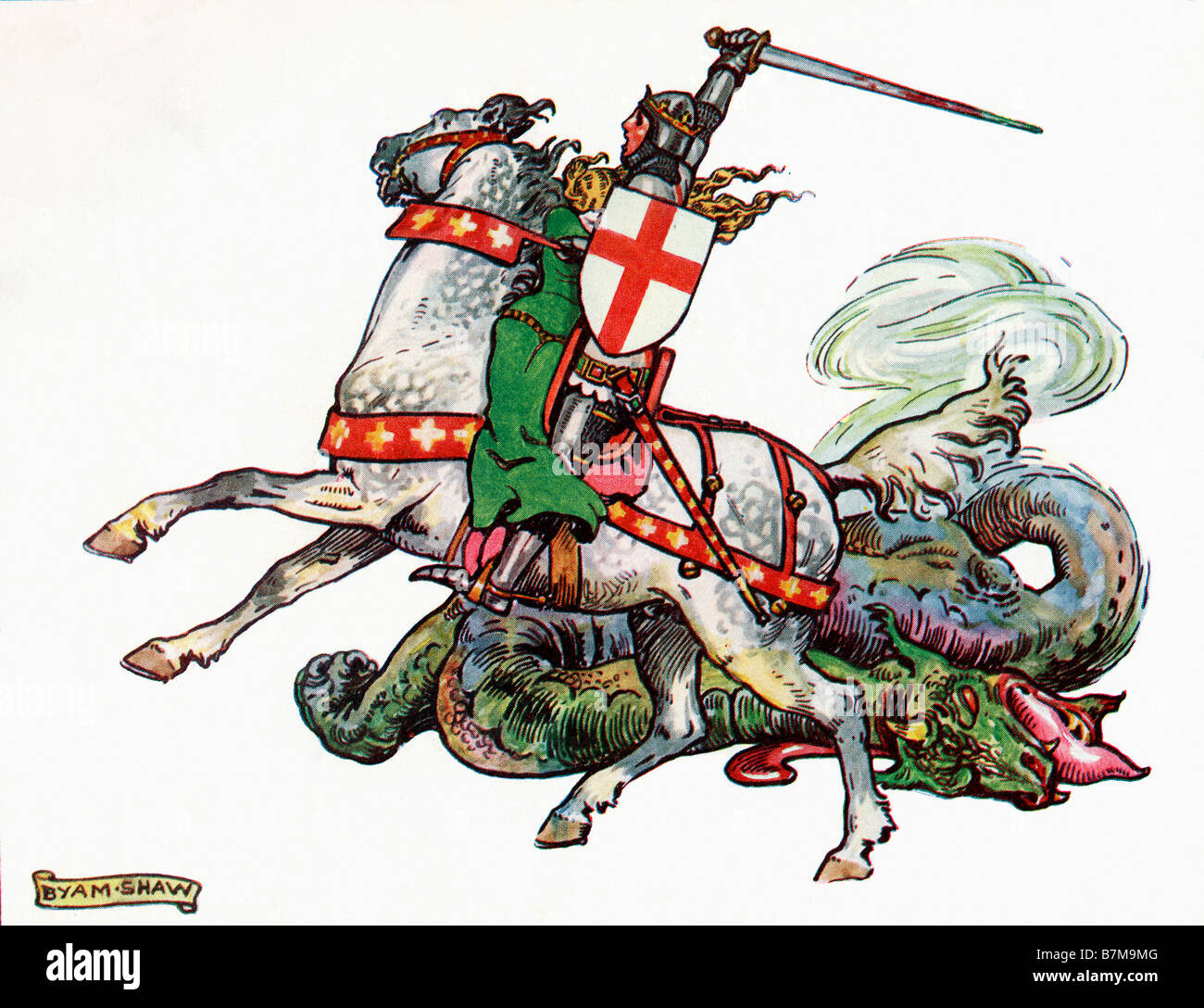 San Giorgio e il drago. Illustrazione dal libro la principessa Marie José s libro per bambini, pubblicato 1916. Foto Stock