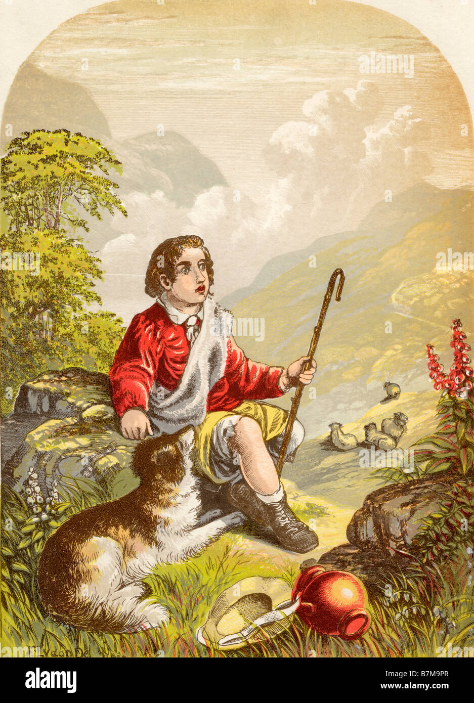 Il Pastorello nella valle di umiliazione dal libro i pellegrini progressi Foto Stock