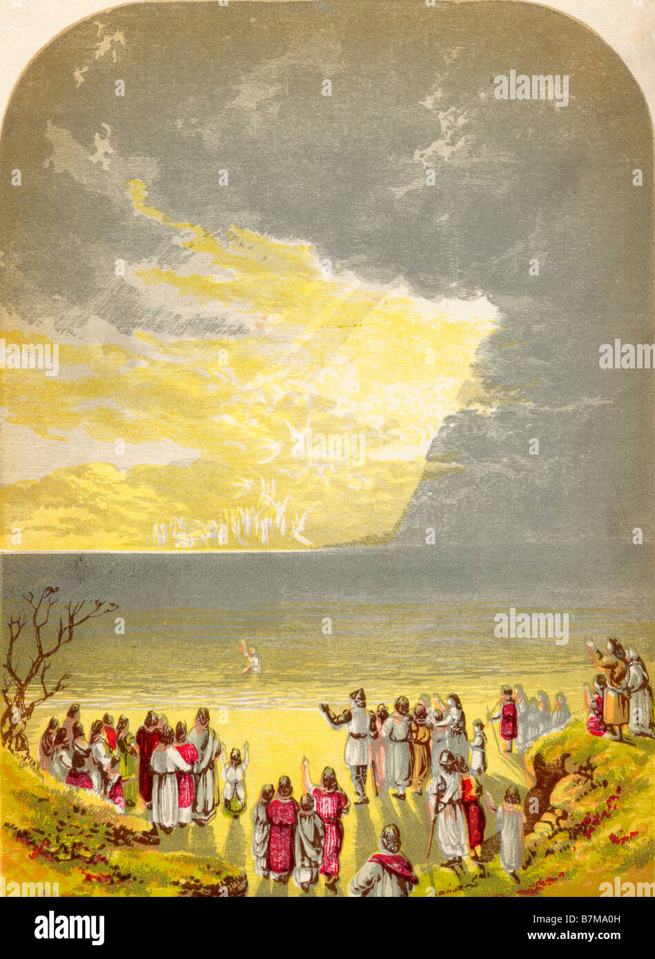 Christian attraversando il fiume illustrazione di un F Lydon dal libro i pellegrini dei progressi compiuti da John Bunyan pubblicato c 1880 Foto Stock