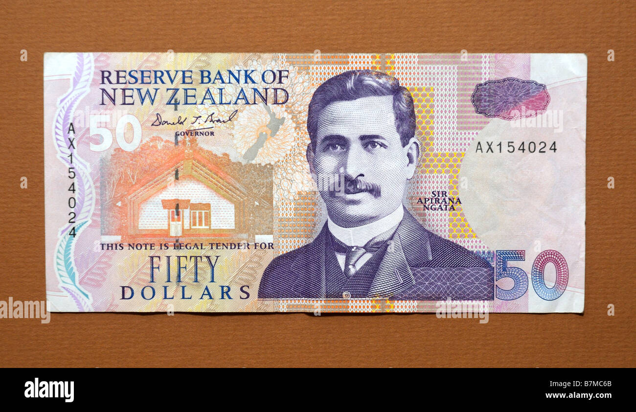 Nuova Zelanda 50 cinquanta dollari nota banca Foto Stock