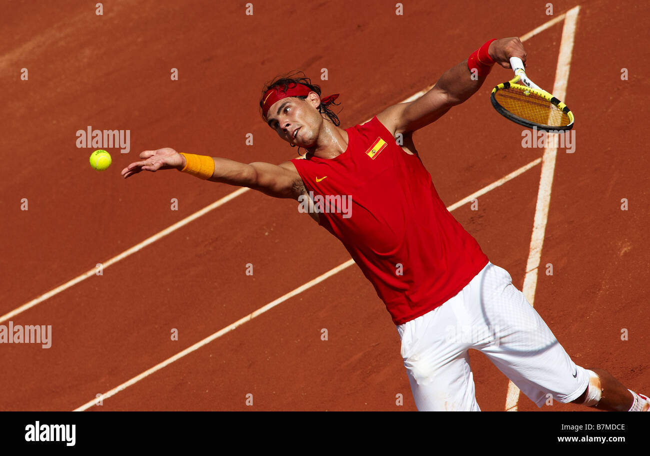 Rafael Nadal di Spagna durante la semi finale di Coppa Davis Foto Stock