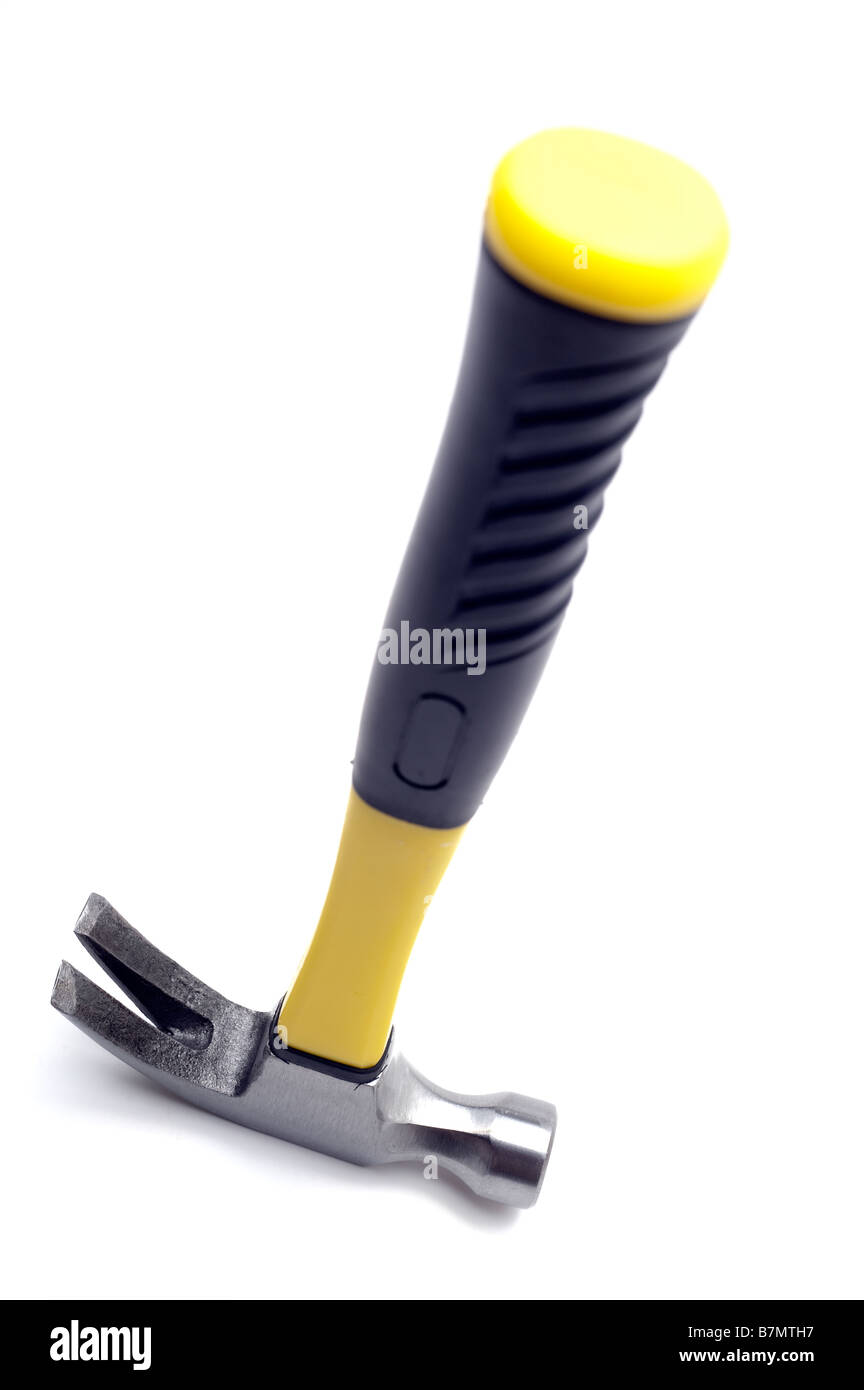 In plastica gialla gestite martello da carpentiere Foto Stock