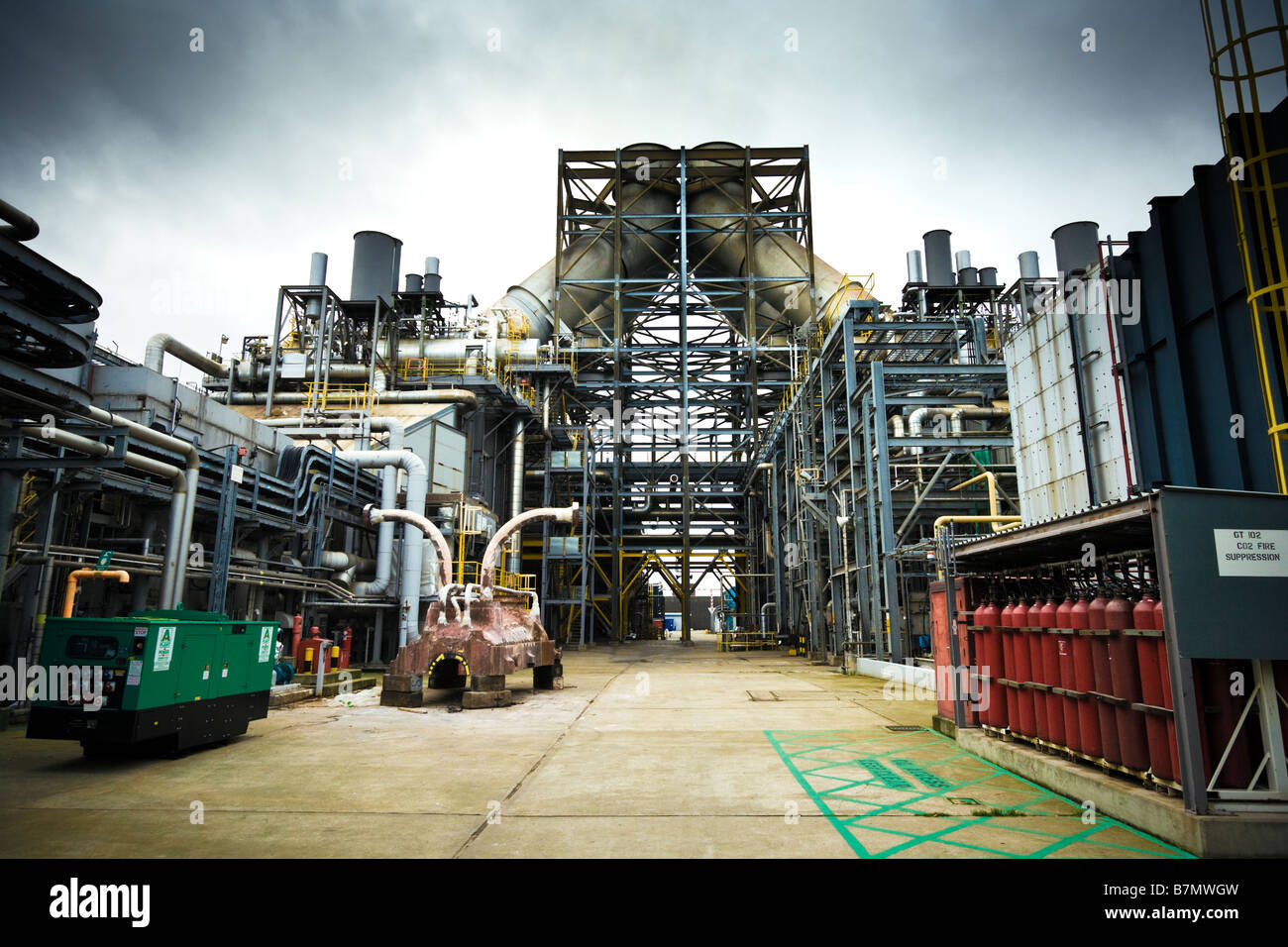 Centrale elettrica del Regno Unito - all'interno dello stabilimento industriale GDF presso la centrale elettrica a gas di Teeside, Inghilterra nord-orientale Foto Stock