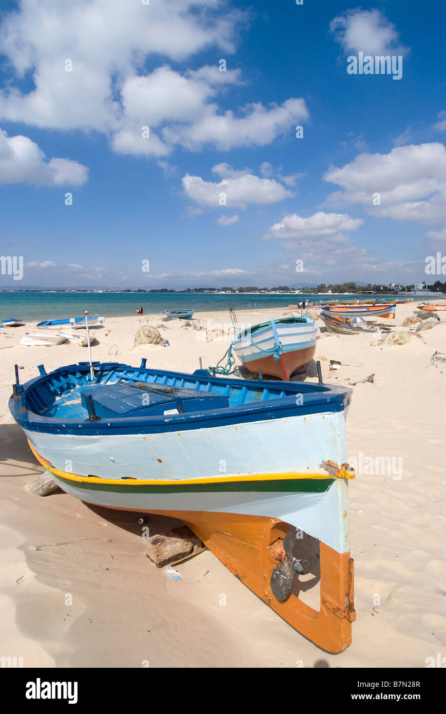 Barche da pesca Hammamet Tunisia Foto Stock