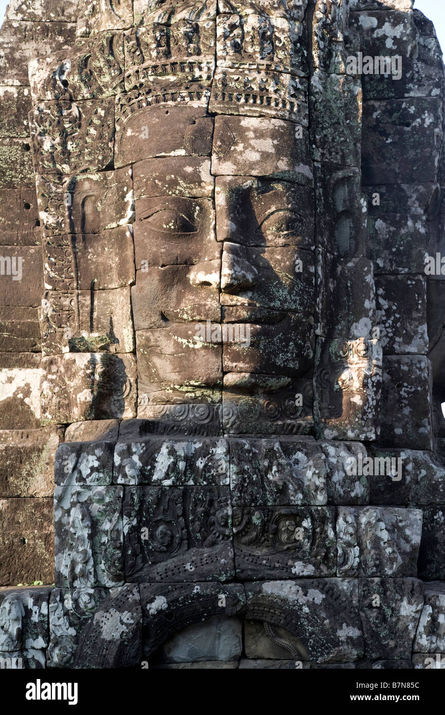 Bayon, Angkor Wat, Siem Reap, Cambogia, Volti, città spirituale, il mondo antico, scoperta, divinità, Asia, meraviglia, sorridere felice Foto Stock