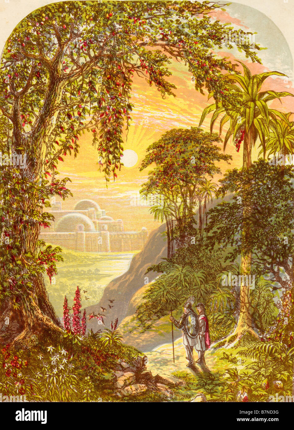 Cristiano e la speranza nella terra di Beulah dal libro i pellegrini progressi Foto Stock