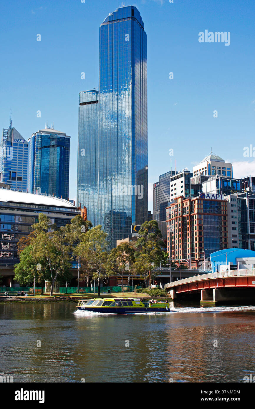 Rialto Towers Melbourne Primavera sul Fiume Yarra Victoria Australia Foto Stock