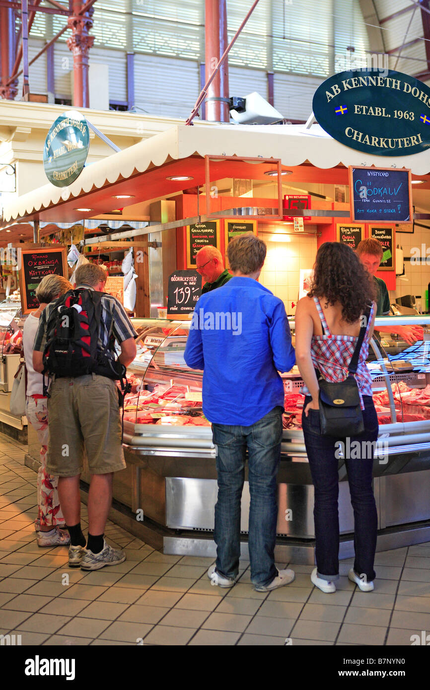 La Svezia, Goteborg, Saluhallen Mercato coperto su Kungstorget Square Foto Stock La Svezia, Goteborg, Saluhallen Mercato coperto su Kungstorget Square Foto Stock