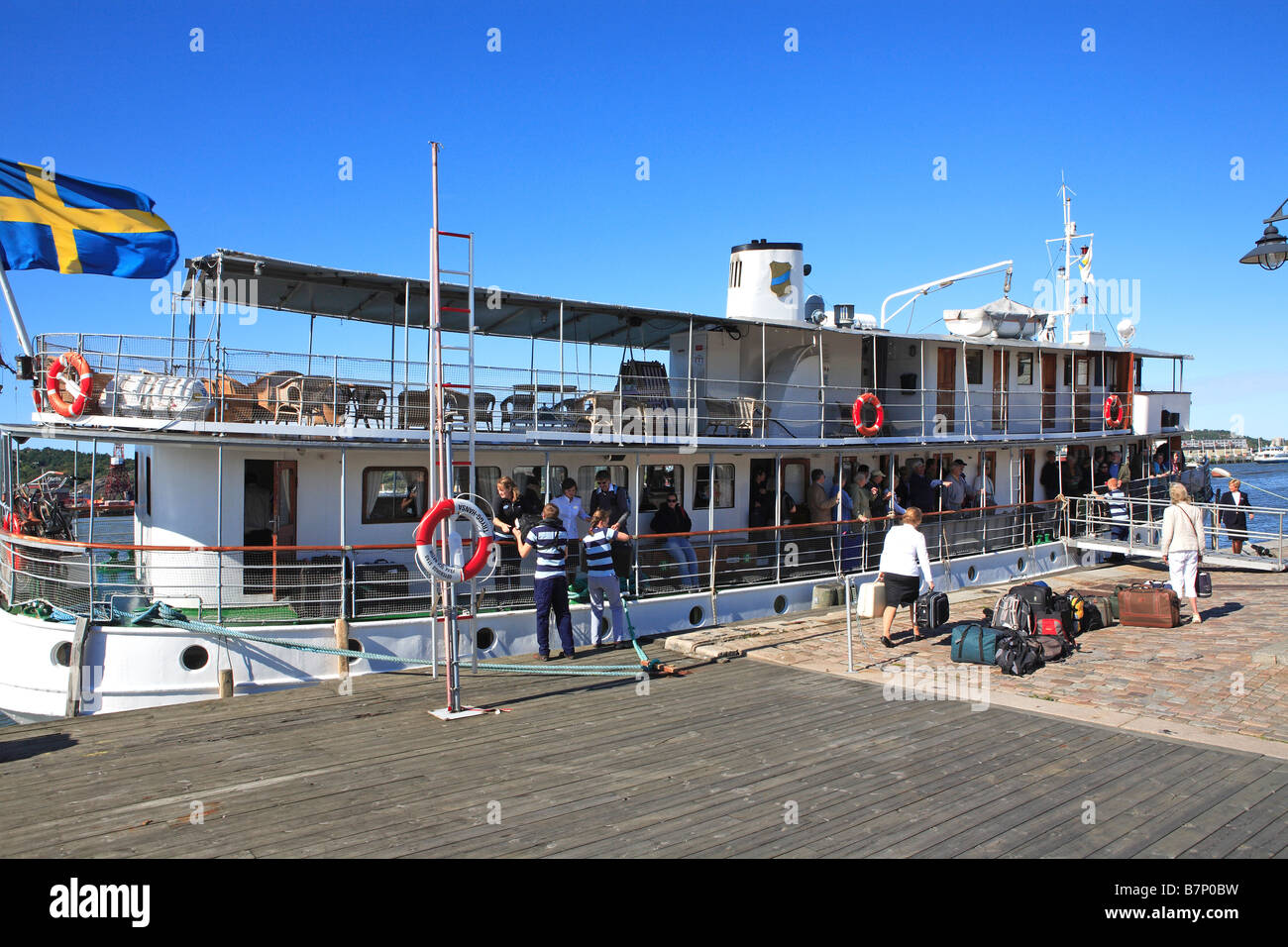 La Svezia, Goteborg, Docking in barca in porto Foto Stock