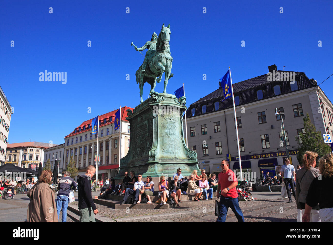 La Svezia, Goteborg, Statua di Karl Ix Foto Stock