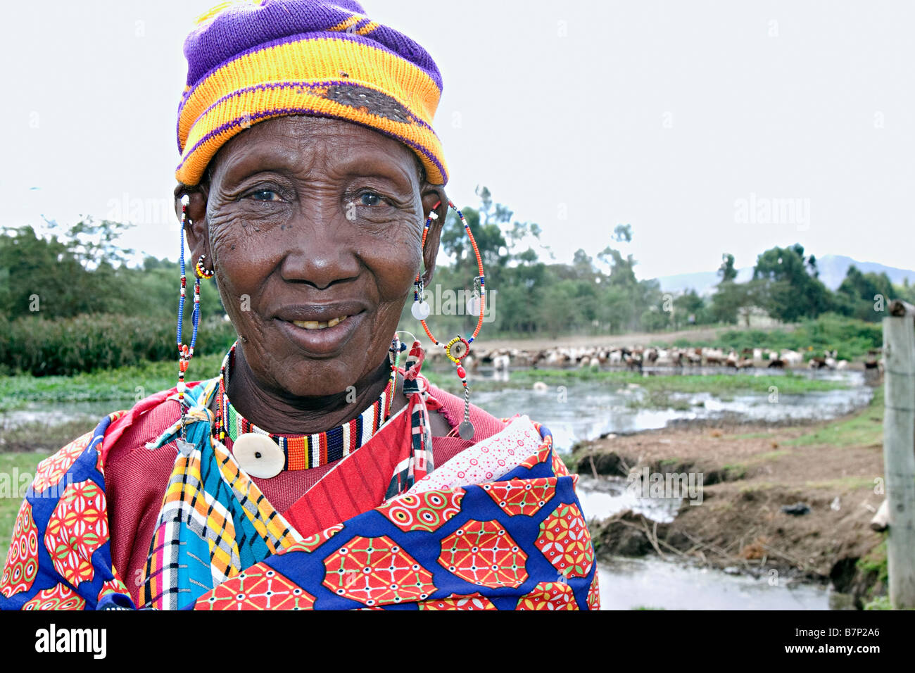 Masai donna. A Naivasha, Rift Valley, in Kenya. Foto Stock