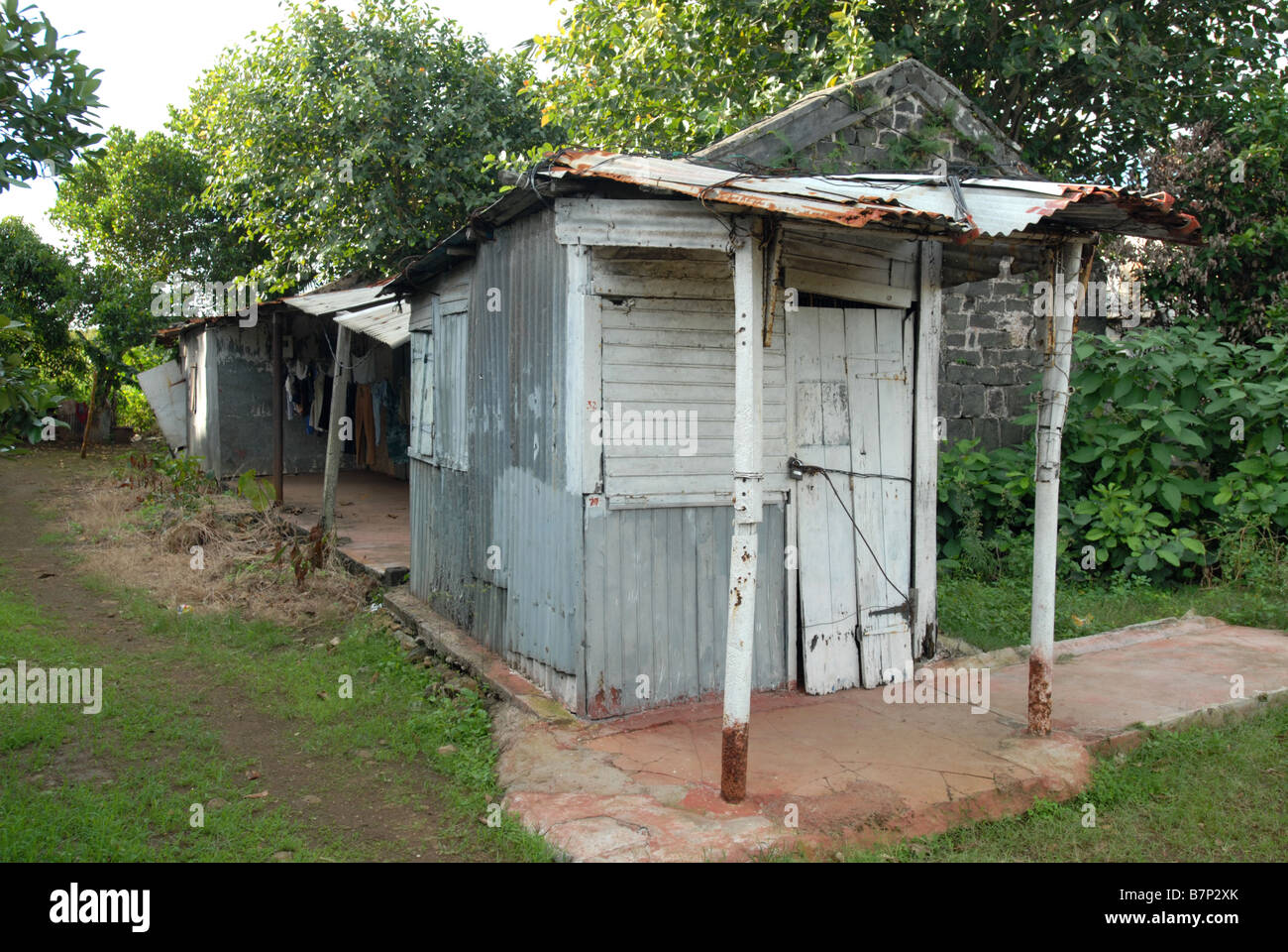 Tin shack inland sull'isola di Mauritius Foto Stock