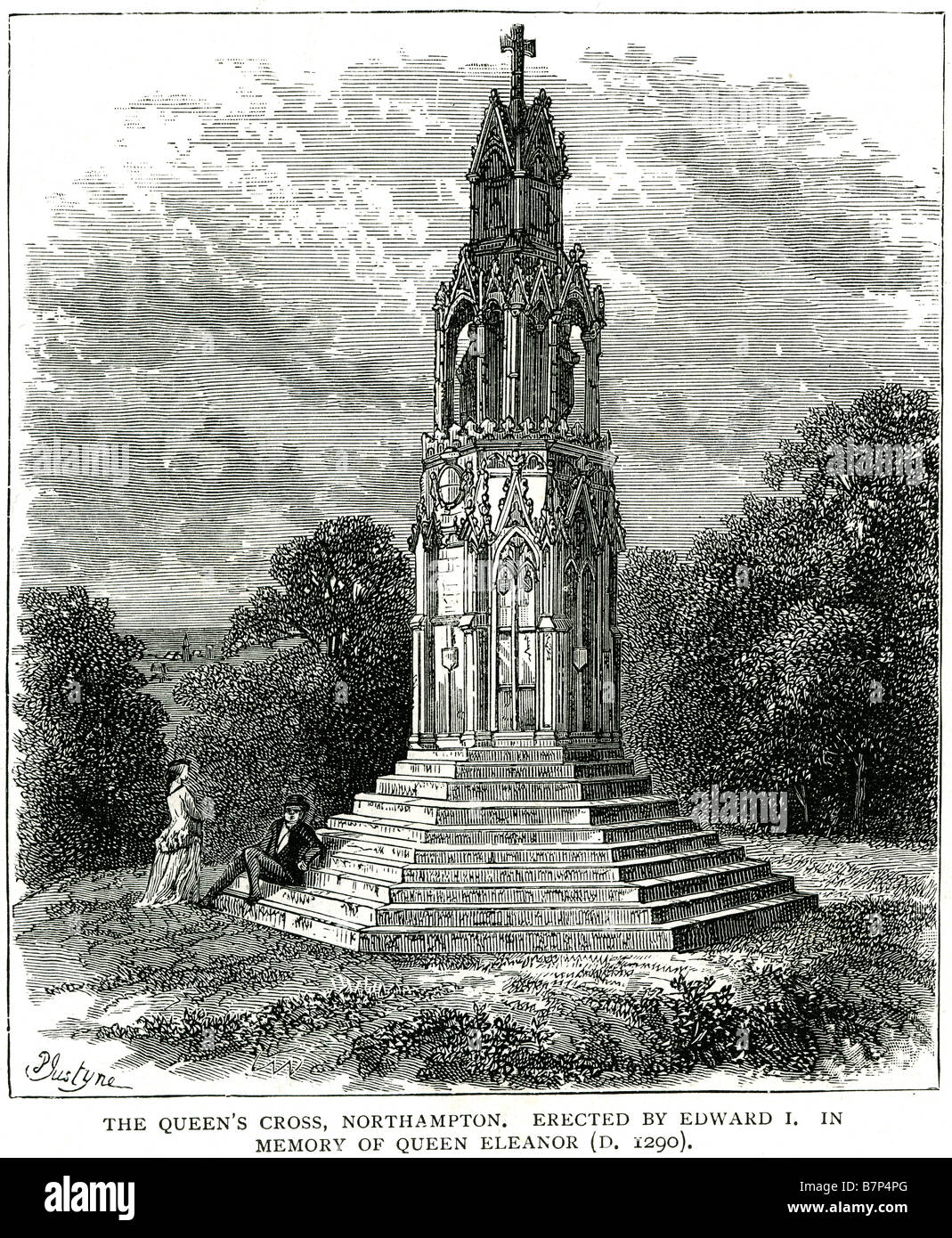 Queen's croce eretta northhampton edward ho memoria regina Eleonora 1290 pietra Statua di Eleonora croci erano 12 sontuosamente decorate Foto Stock